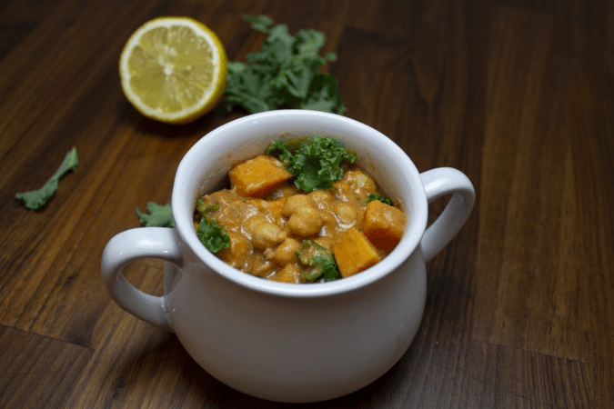 Moroccan Harira served in a white bowl