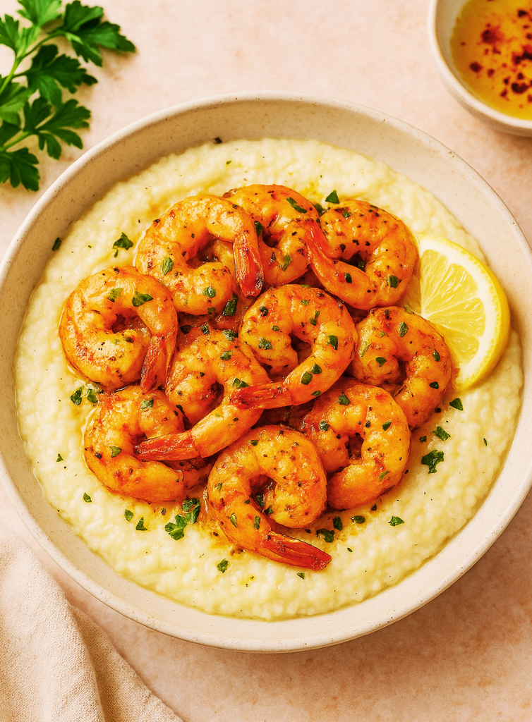 A delicious Low-Carb Shrimp & Cauliflower Grits
